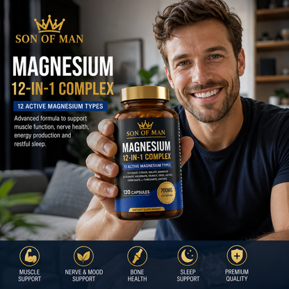 SON OF MAN Magnesium 12-in-1 Complex – 120 Capsules | 12 Active Magnesium Types | 700 mg